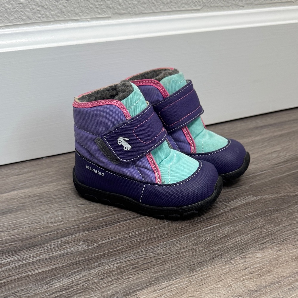See Kai Run Insulated Winter Boots - Purple Mint with Pink Trim